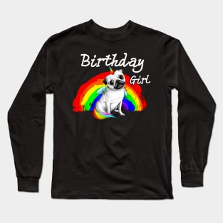 Birthday Girl Unicorn Pug Shirt Party Pugicorn Rainbow Long Sleeve T-Shirt